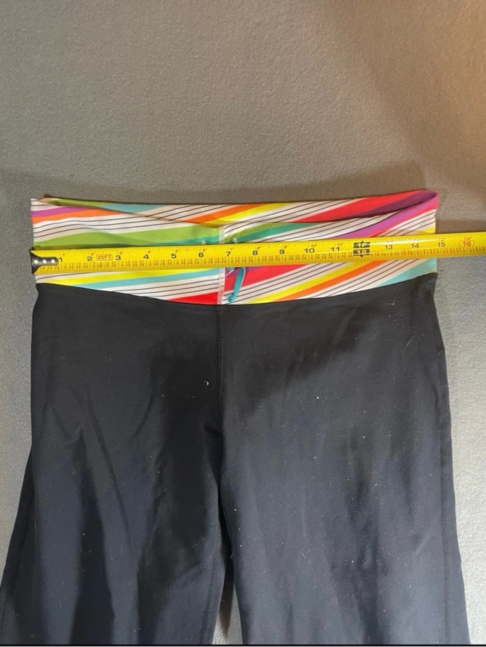 lululemon athletica Black Capri Leggings with Multicolor Striped Waist - Picture 5 of 6